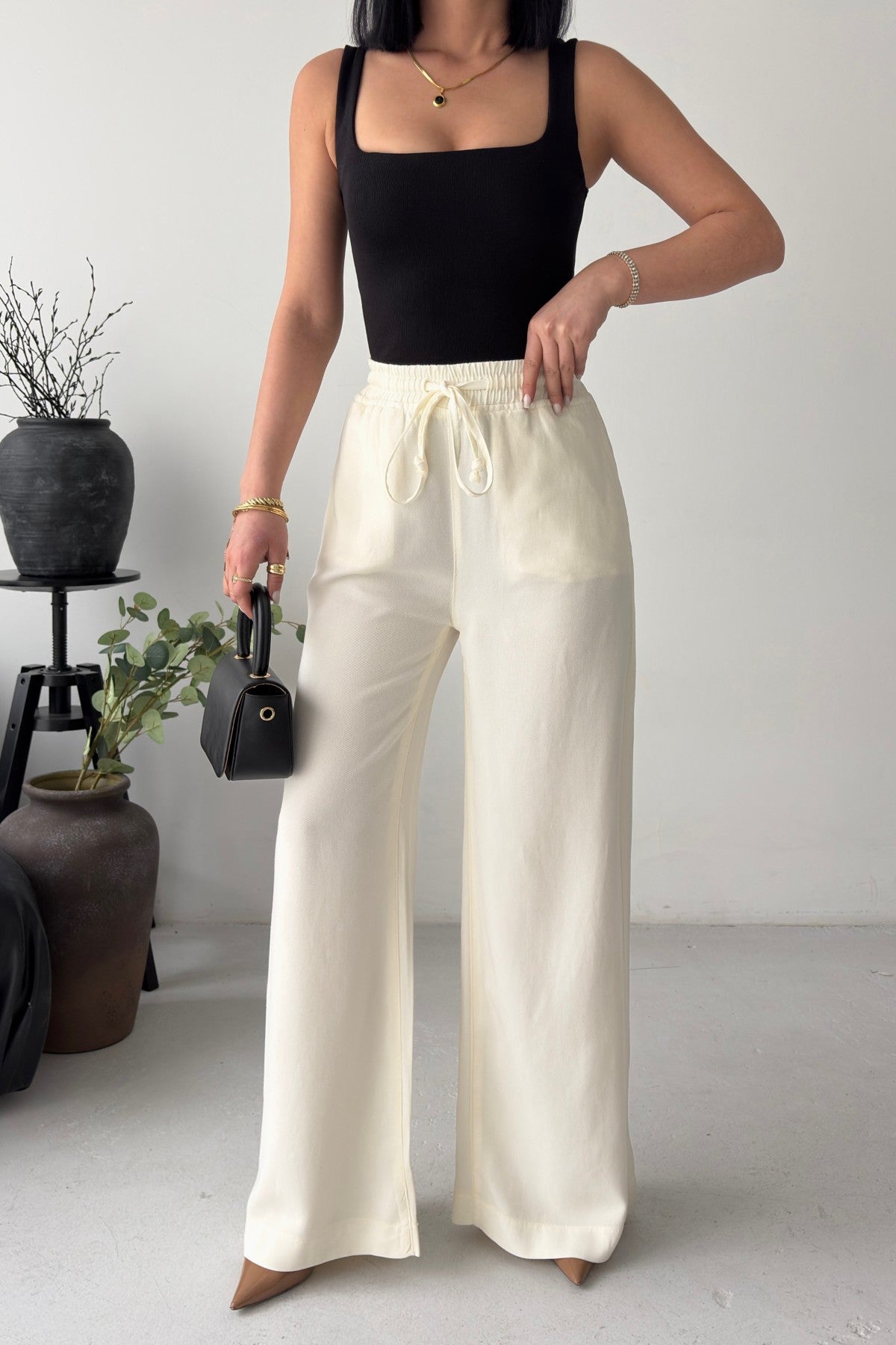 Lastikli Palazzo Pantolon 7150 - Naturel - (36-42-4) - 5