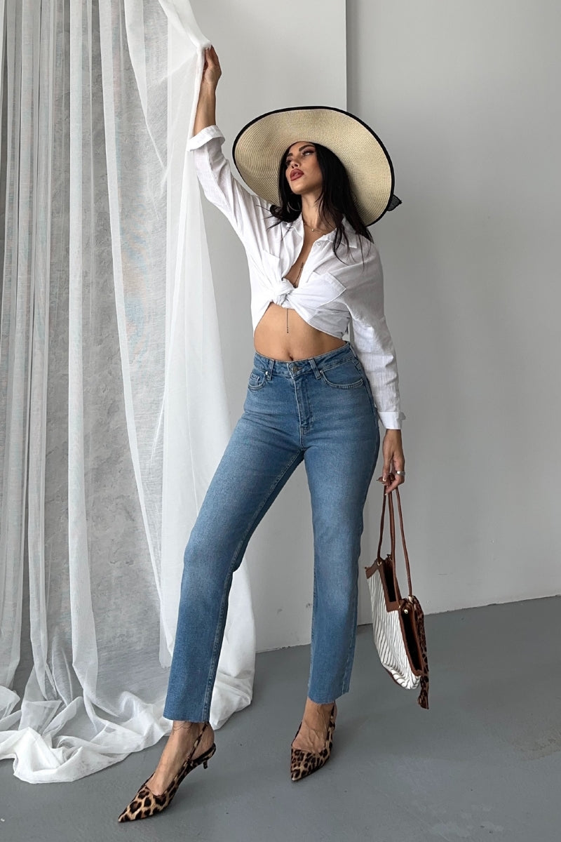 Mom Fit Kot Pantolon 7064 - Açık Mavi Kot - (28-33) - 5