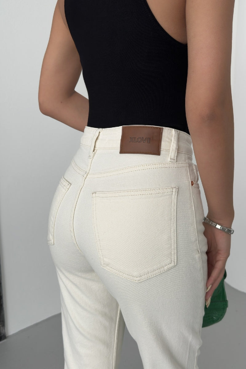 İspanyol Mom Fit Kot Pantolon 1706 - Naturel - (28-33) - 5