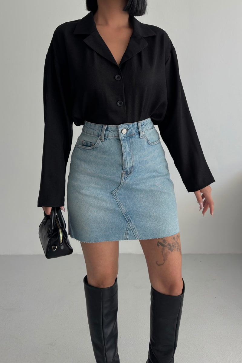 Mini Kot Etek 1040 - Buz Mavisi ve Tintli - (38-44-6) - 5