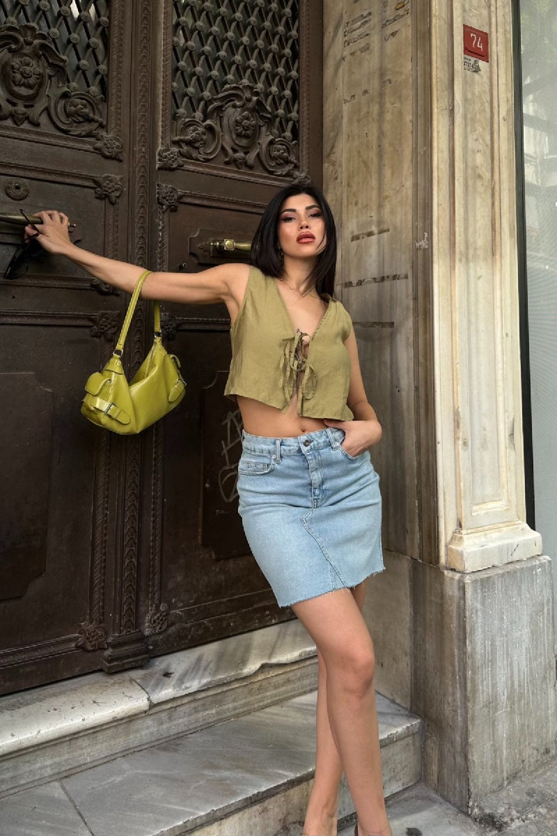 Mini Kot Etek 1040 - Açık Mavi Kot - (38-44-6) - 5