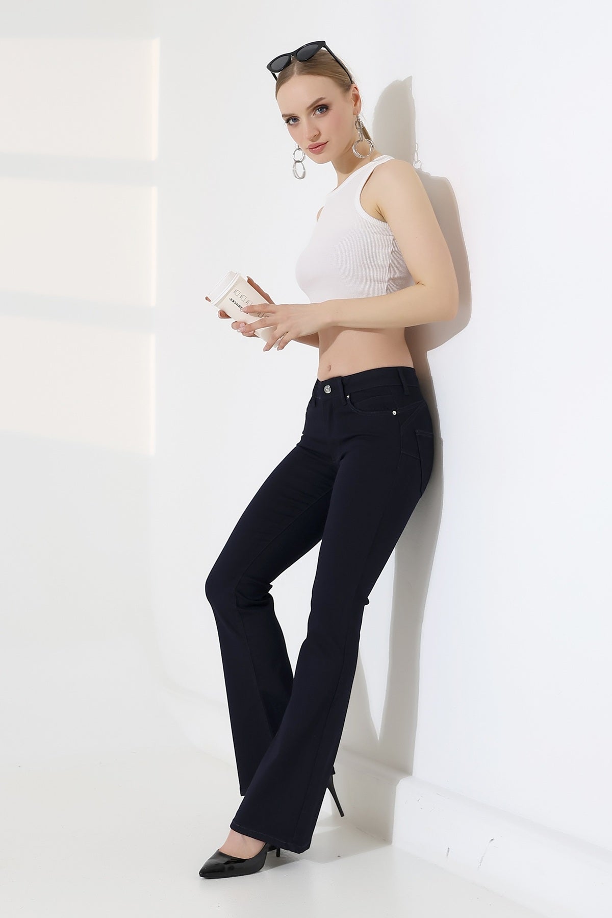 Push Up İspanyol Kot Pantolon 7108 - Koyu Lacivert - (27-32) - 5