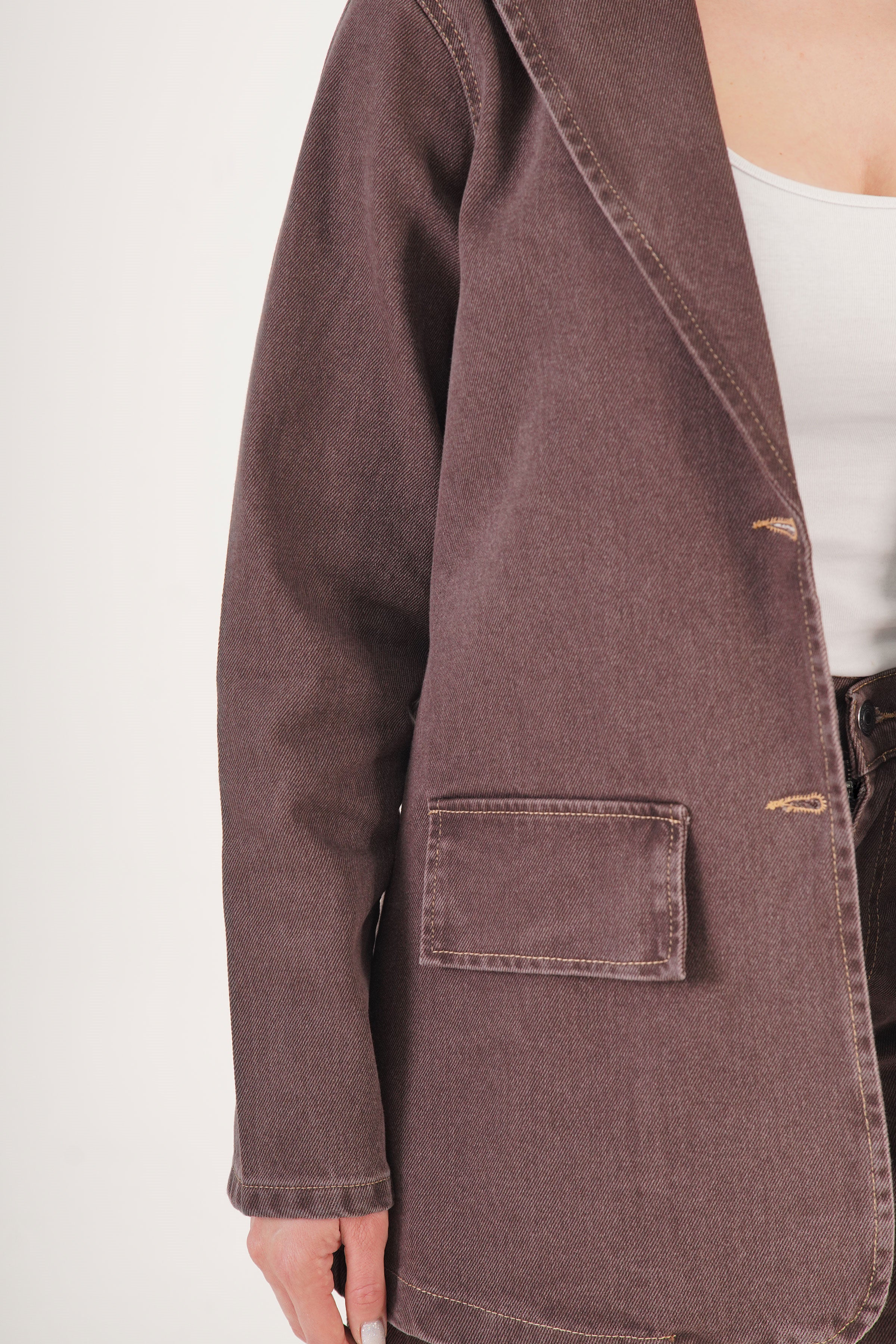 Yıkamalı Urban Kahve Ceket Pantolon Denim Toptan Takım