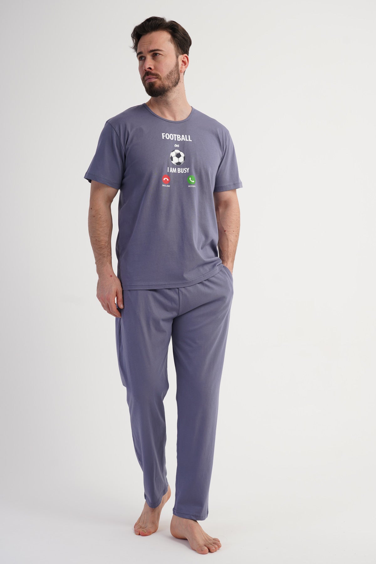CEPLI ERKEK P.SUPREM XXL O YAKA KISA KOL PIJAMA TAKIM - FUME