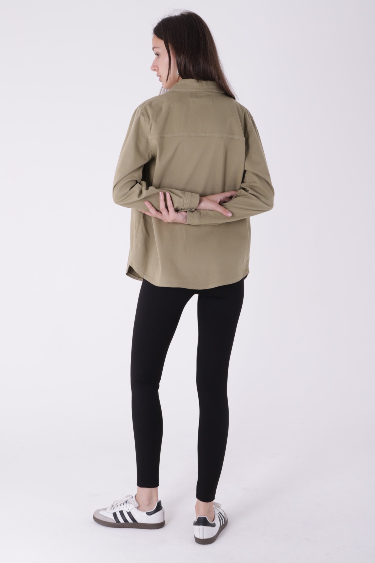 Çıtçıtlı Kot Gömlek - Yeşil - (S-XL) - 4