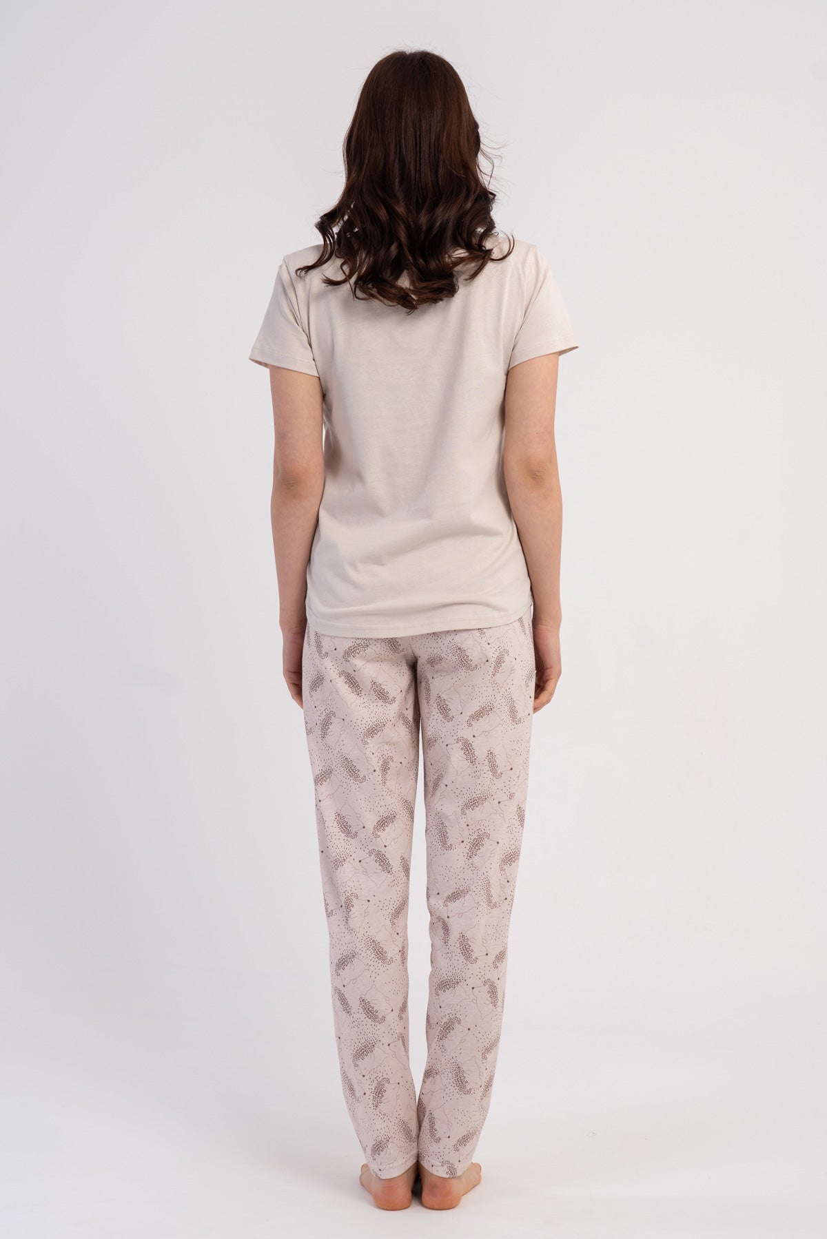 KADIN P.SUPREM O YAKA KISA KOL ETEGI OVAL PIJAMA TAKIM - BEJ