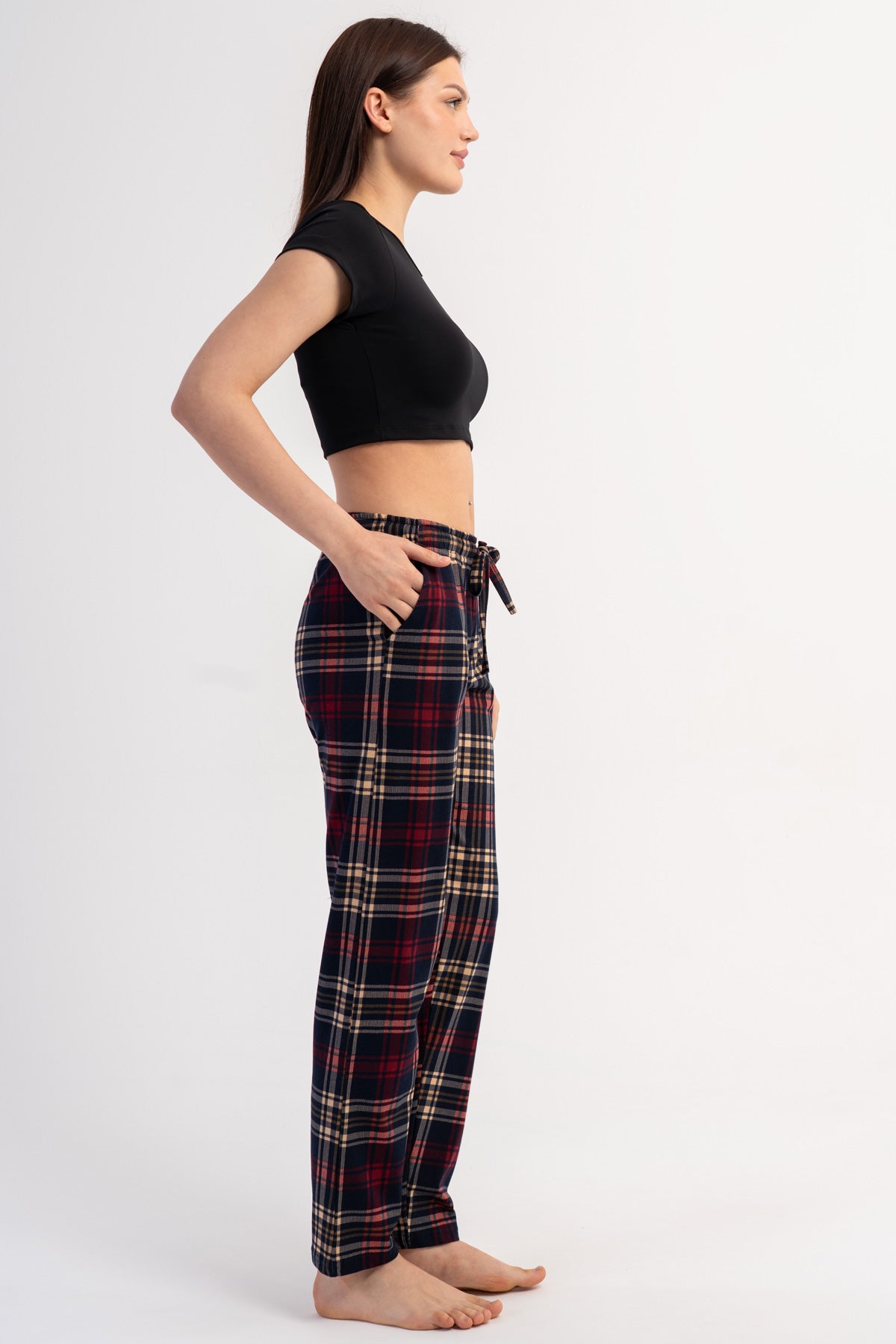 KADIN P.SUPREM CEPLI TEK ALT PIJAMA - LACIVERT