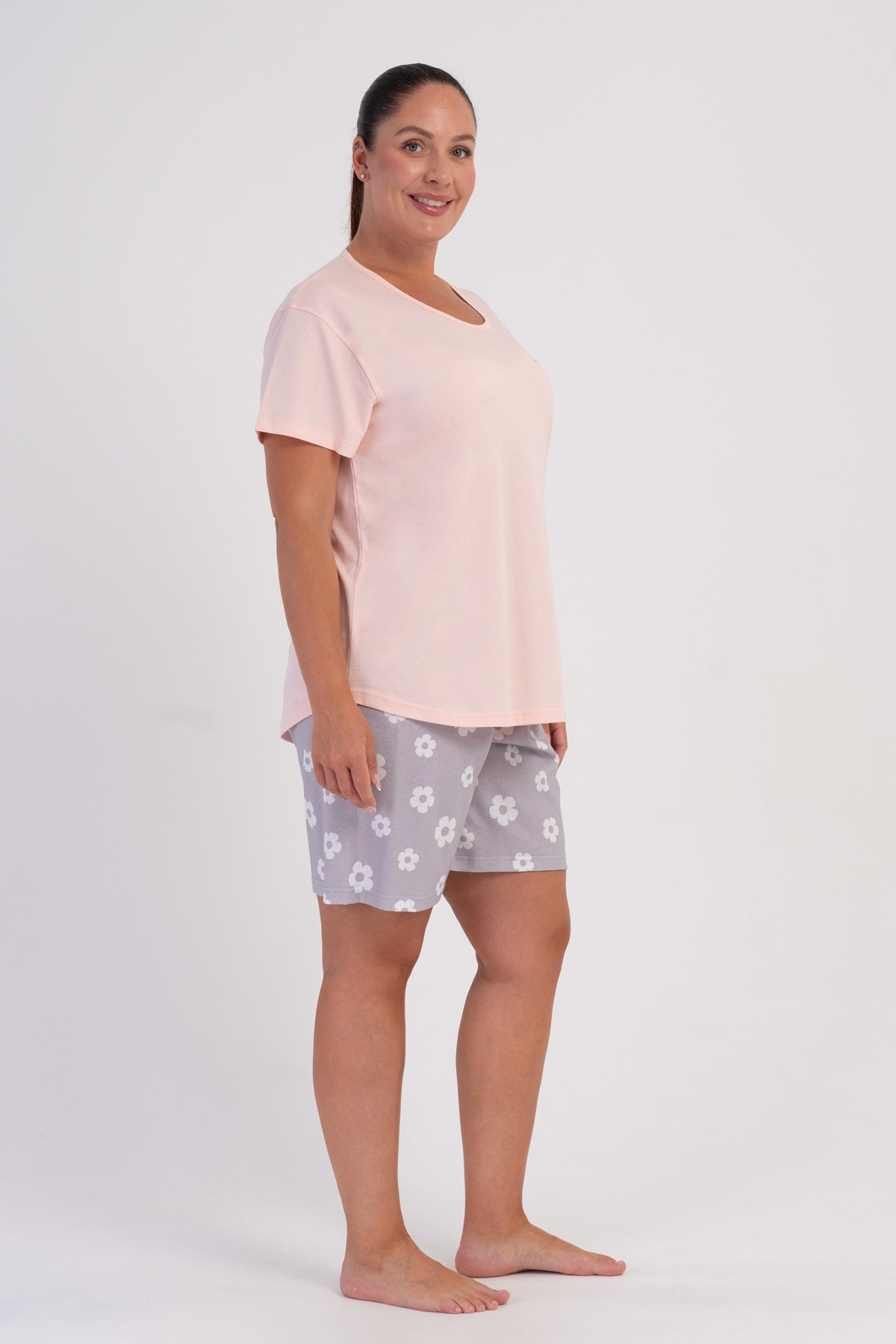 KADIN P.SUPREM XXL O YAKA KISA KOL ETEGI OVAL SORT TAKIM - BABY PINK