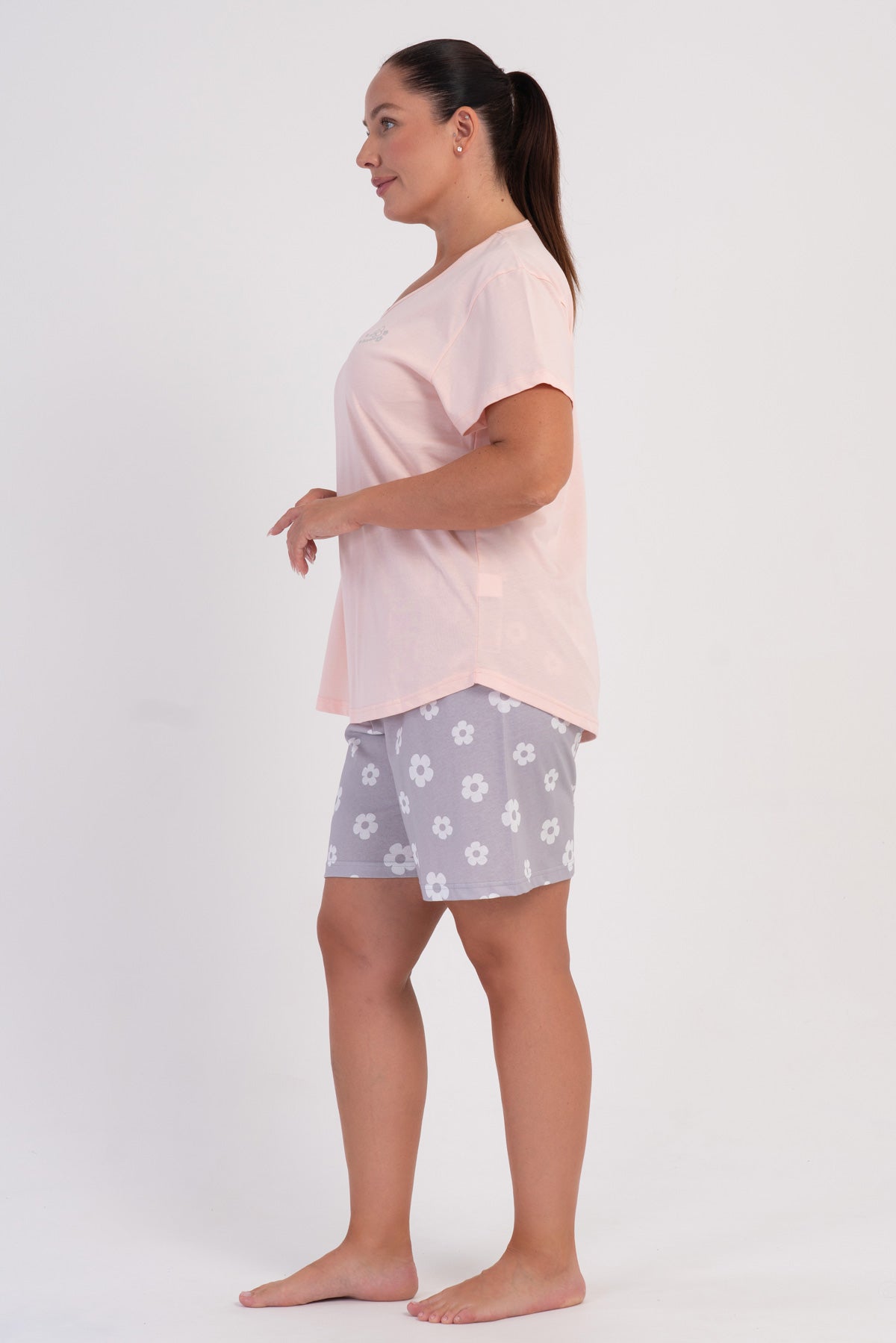 KADIN P.SUPREM XXL O YAKA KISA KOL ETEGI OVAL SORT TAKIM - BABY PINK