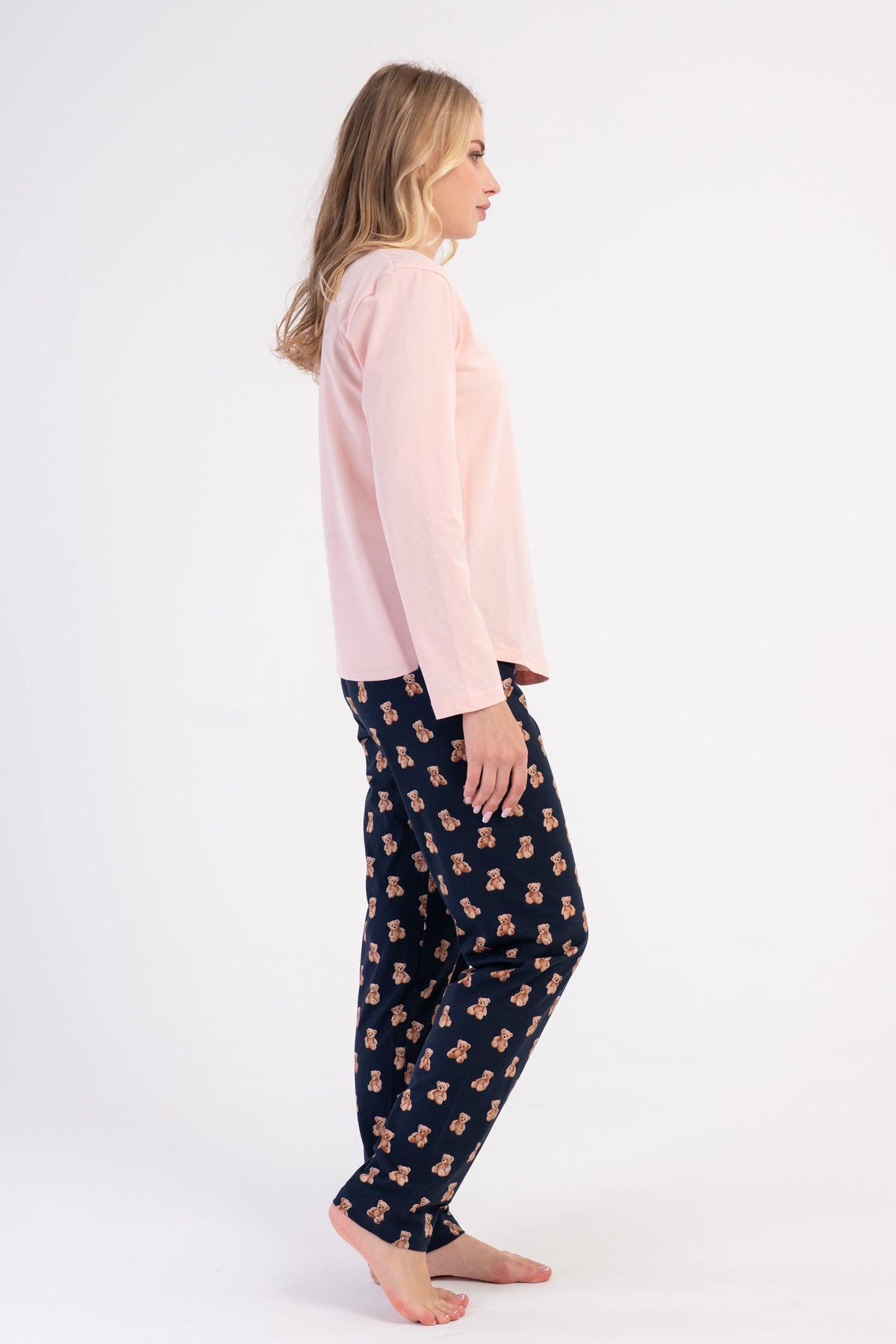 KADIN P.SUPREM O YAKA UZUN KOL ETEGI OVAL PIJAMA TAKIM - PEMBE