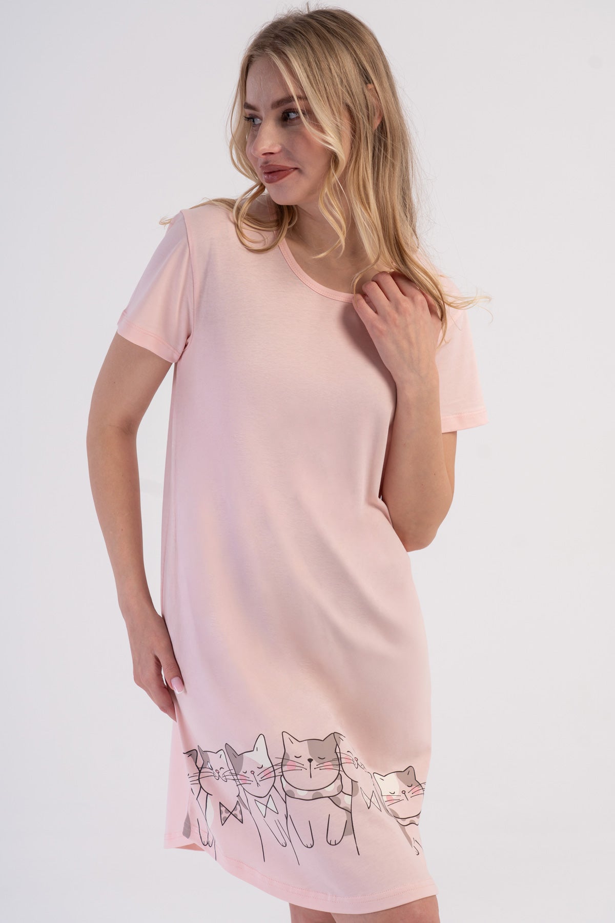 KADIN P.SUPREM O YAKA KISA KOL ETEGI OVAL TUNIK - PEMBE