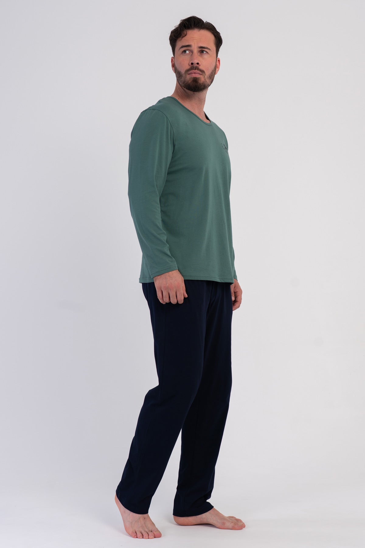 CEPLI ERKEK P.SUPREM XXL O YAKA UZUN KOL PIJAMA TAKIM - K.YESIL