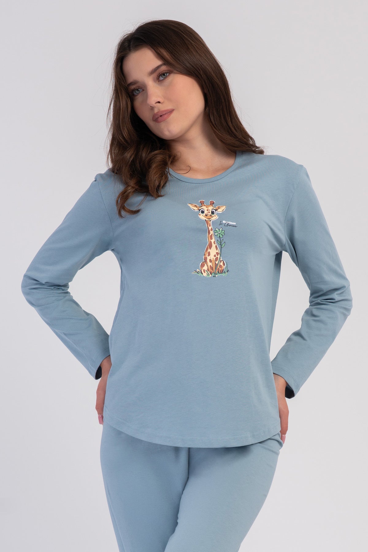 KADIN P.SUPREM O YAKA UZUN KOL ETEGI OVAL MANSETLI PIJAMA TAKIM - YESIL