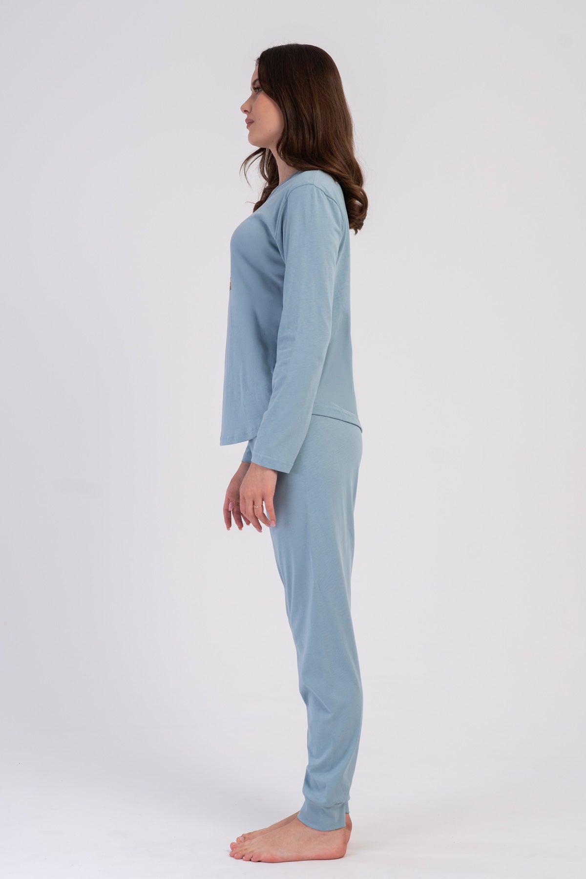 KADIN P.SUPREM O YAKA UZUN KOL ETEGI OVAL MANSETLI PIJAMA TAKIM - YESIL