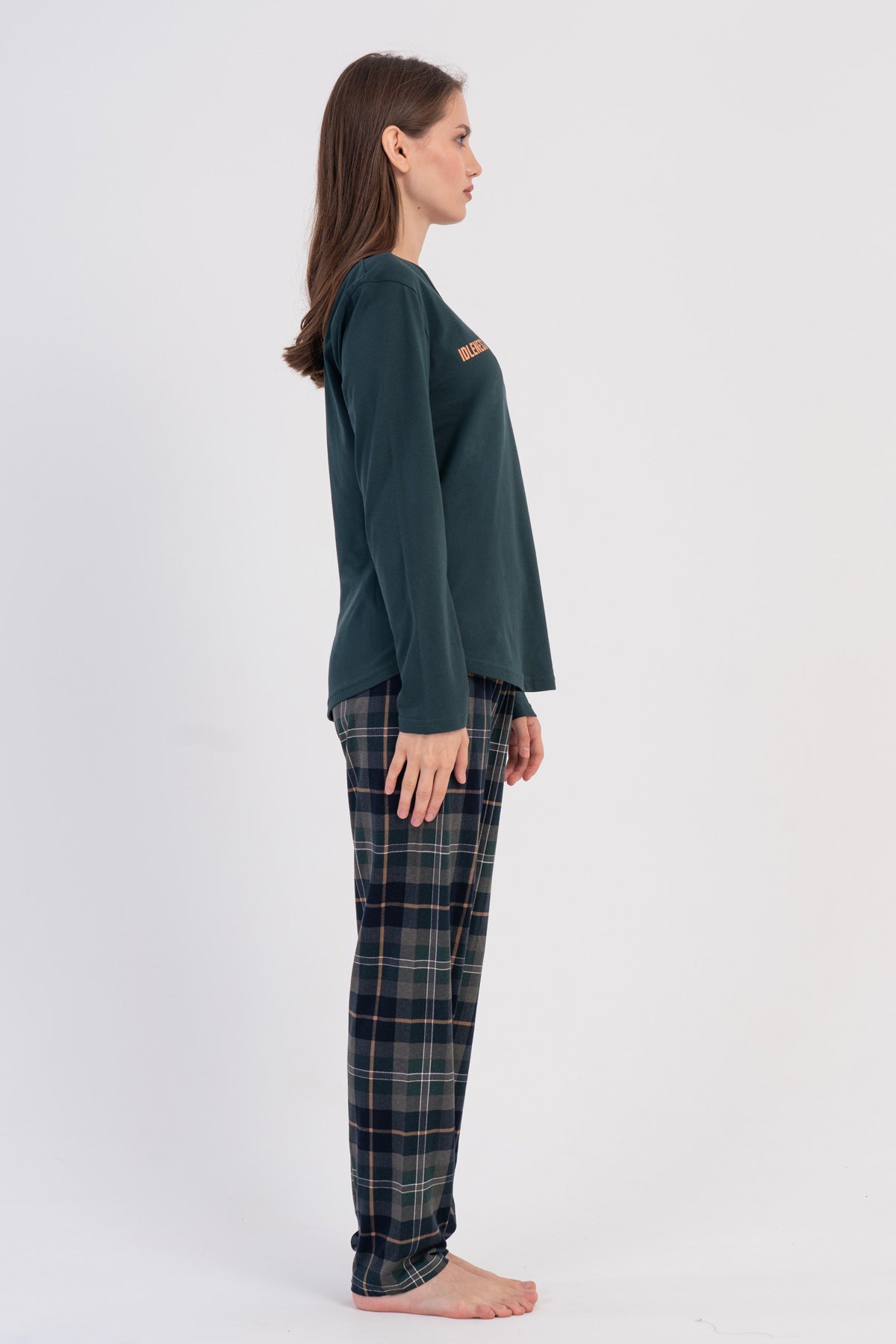 KADIN P.SUPREM O YAKA UZUN KOL ETEGI OVAL PIJAMA TAKIM - YESIL