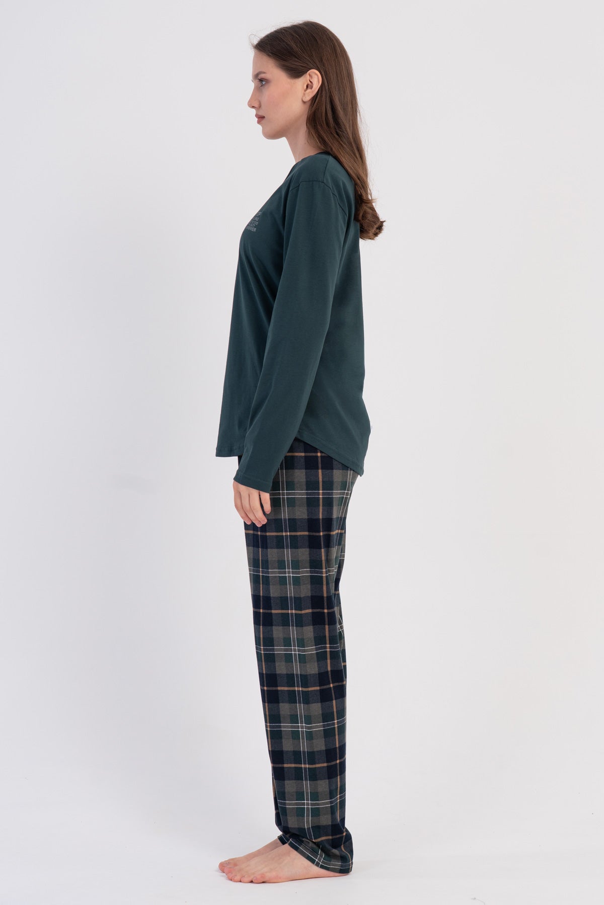 KADIN P.SUPREM O YAKA UZUN KOL ETEGI OVAL PIJAMA TAKIM - YESIL