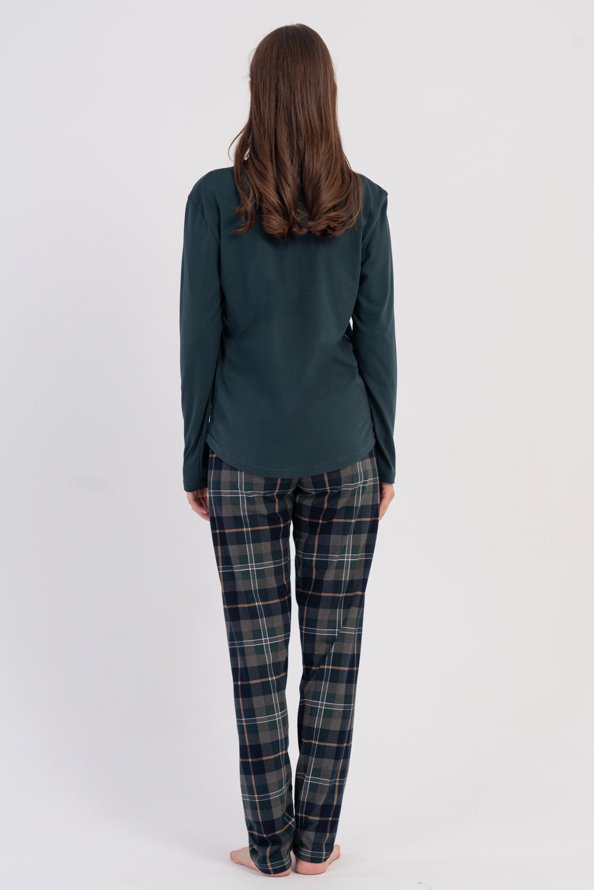 KADIN P.SUPREM O YAKA UZUN KOL ETEGI OVAL PIJAMA TAKIM - YESIL