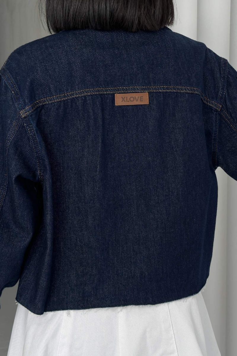 Kısa Cepli Kot Ceket - Slaplı Lacivert - (S-XL) - 6