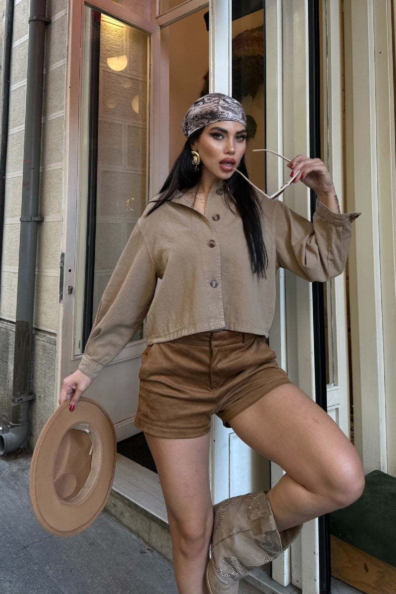 Bebe Yaka Gömlek - Camel - (S-XL) - 2