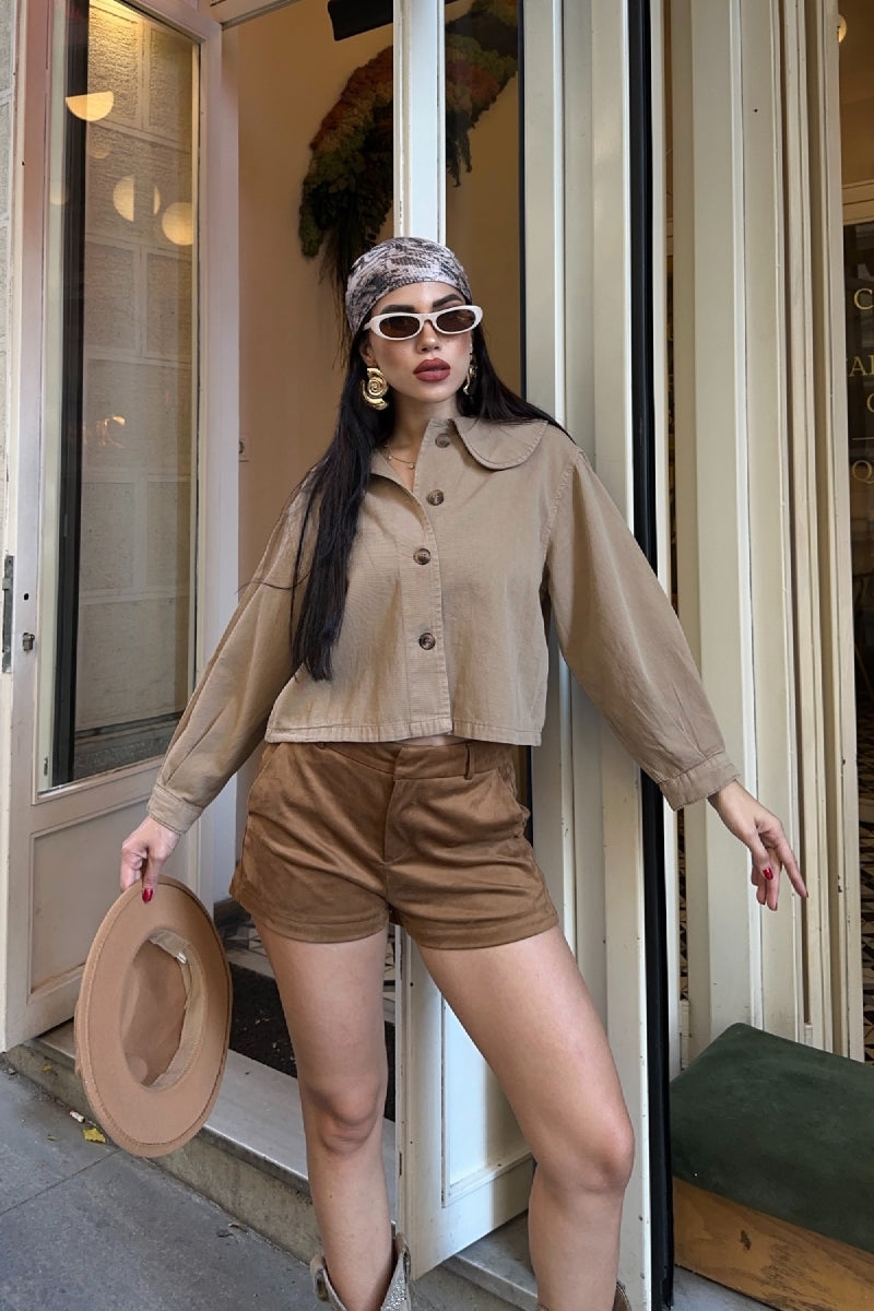 Bebe Yaka Gömlek Camel