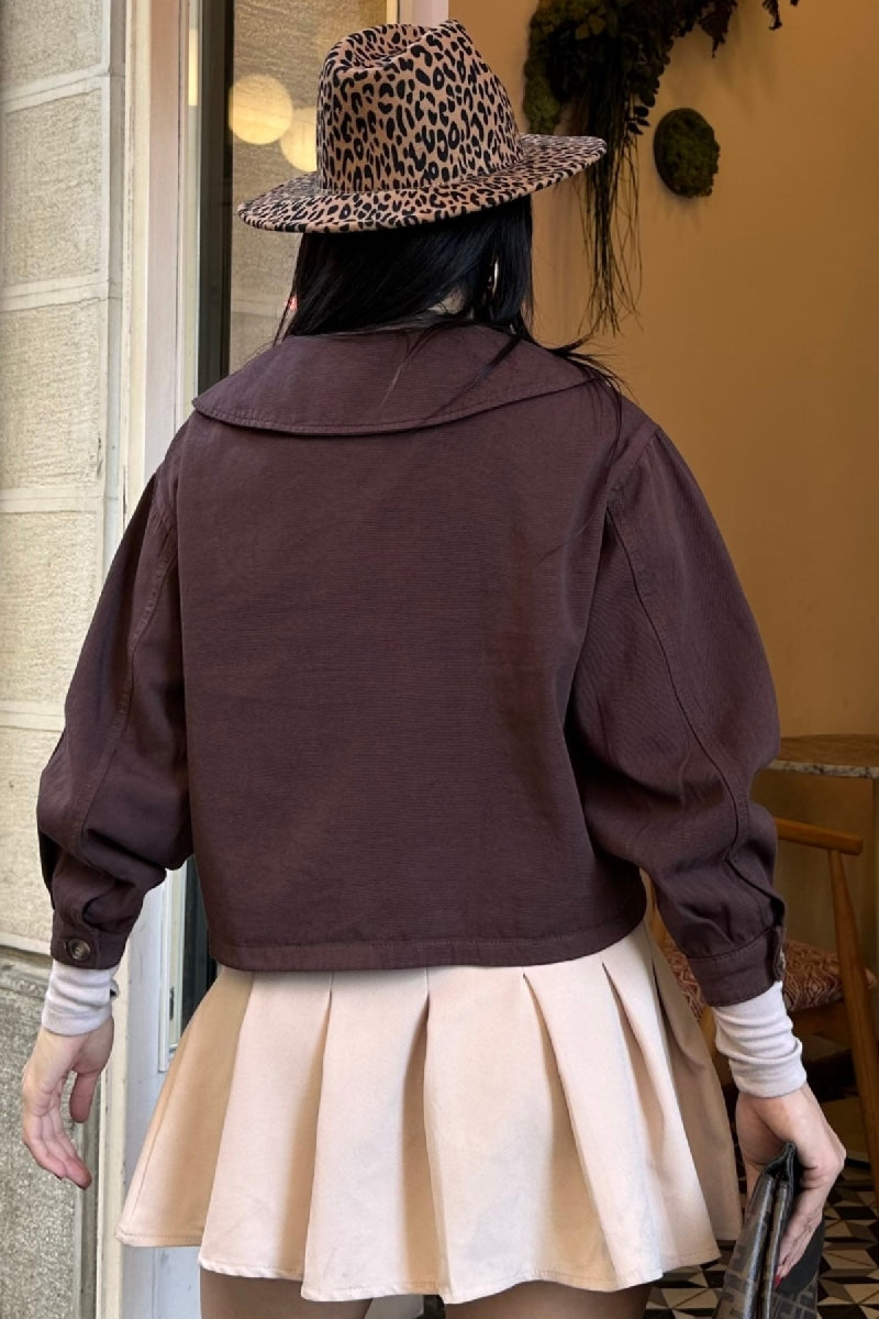 Bebe Yaka Gömlek - Kahverengi - (S-XL) - 2