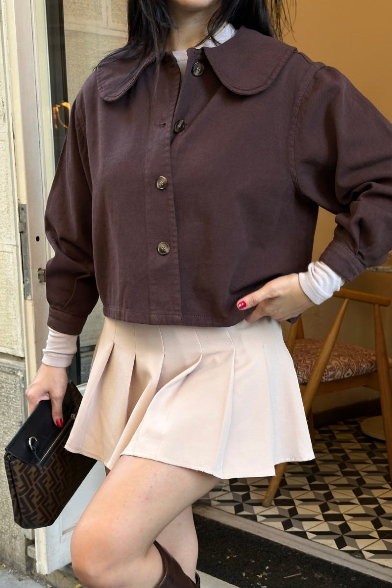 Bebe Yaka Gömlek - Kahverengi - (S-XL) - 5
