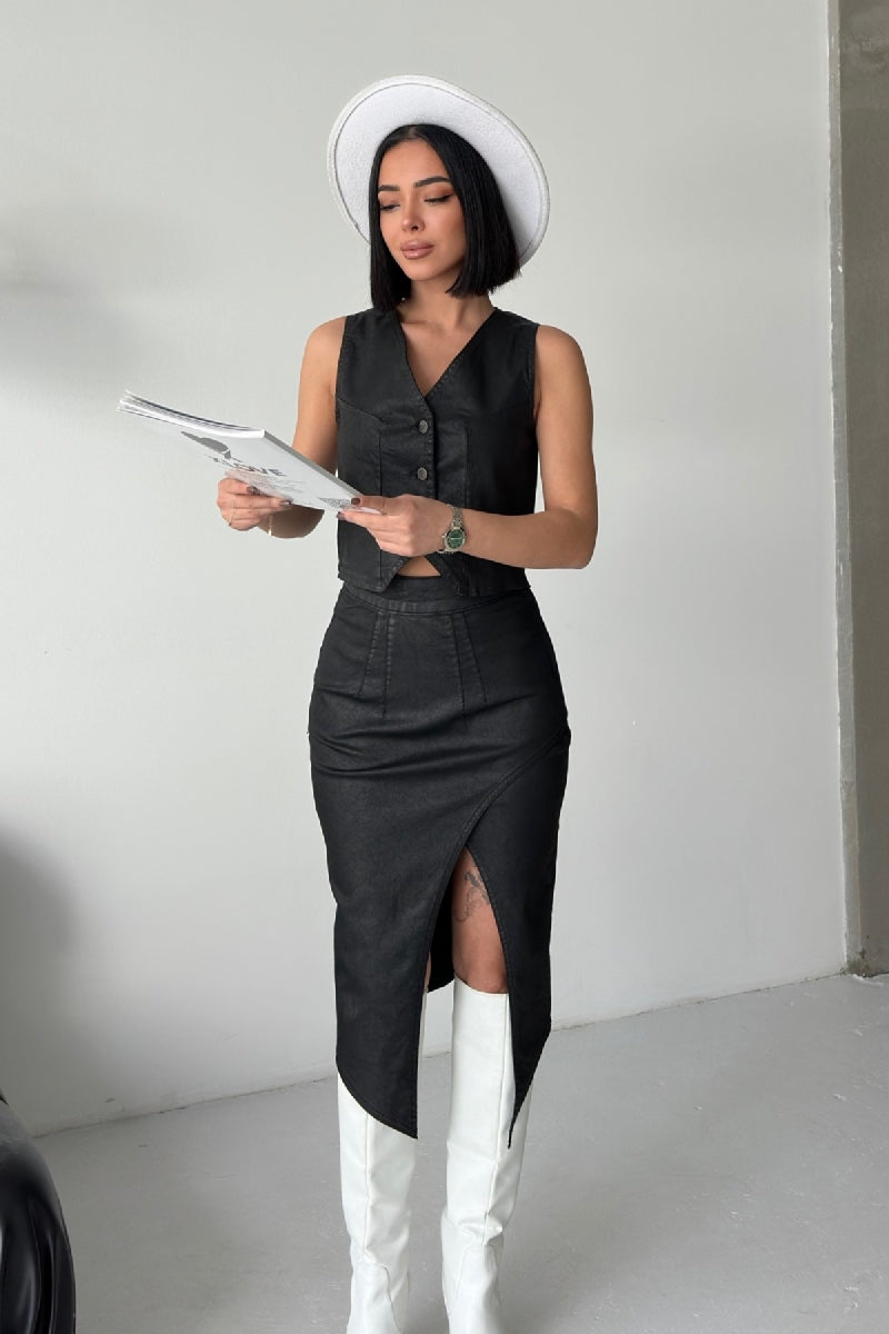 Düğmeli Yelek Siyah