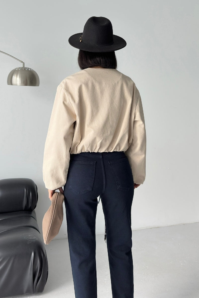 Lastikli Bomber Ceket - Taş - (S-L-3) - 2
