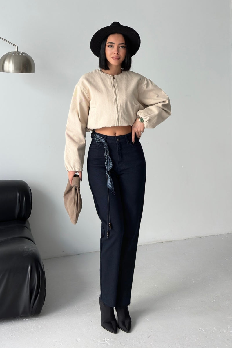 Lastikli Bomber Ceket - Taş - (S-L-3) - 4