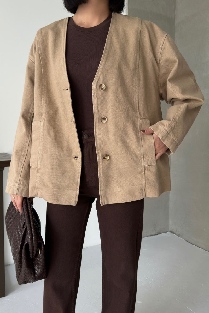 Astarlı Oversize Kot Ceket - Camel - (S+L+3) - 3