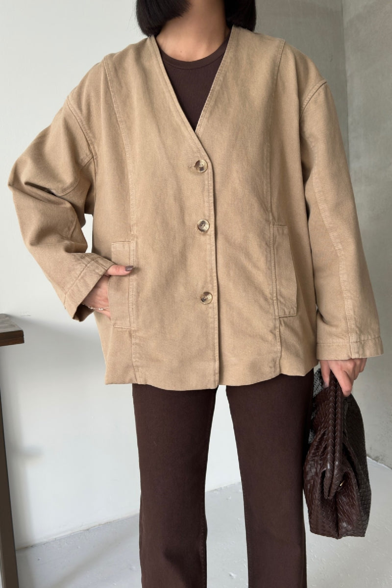 Astarlı Oversize Kot Ceket - Camel - (S+L+3) - 4