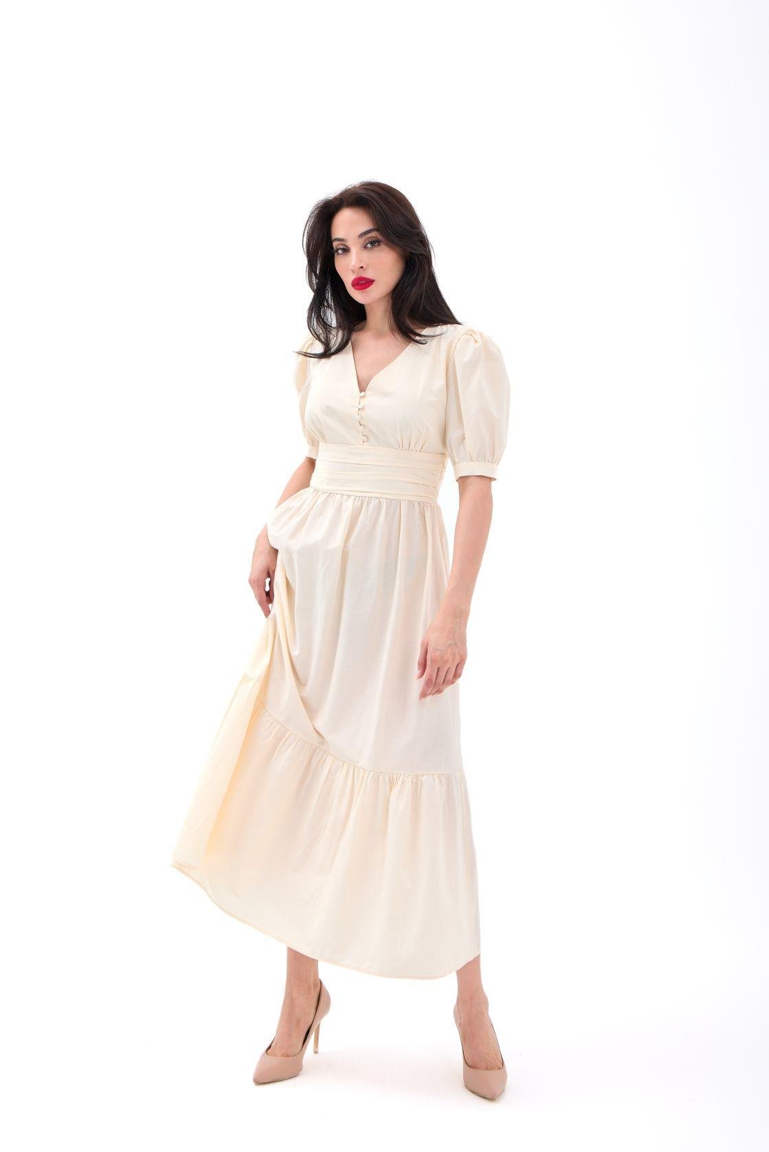 6411 ELBİSE-KREM KREM L