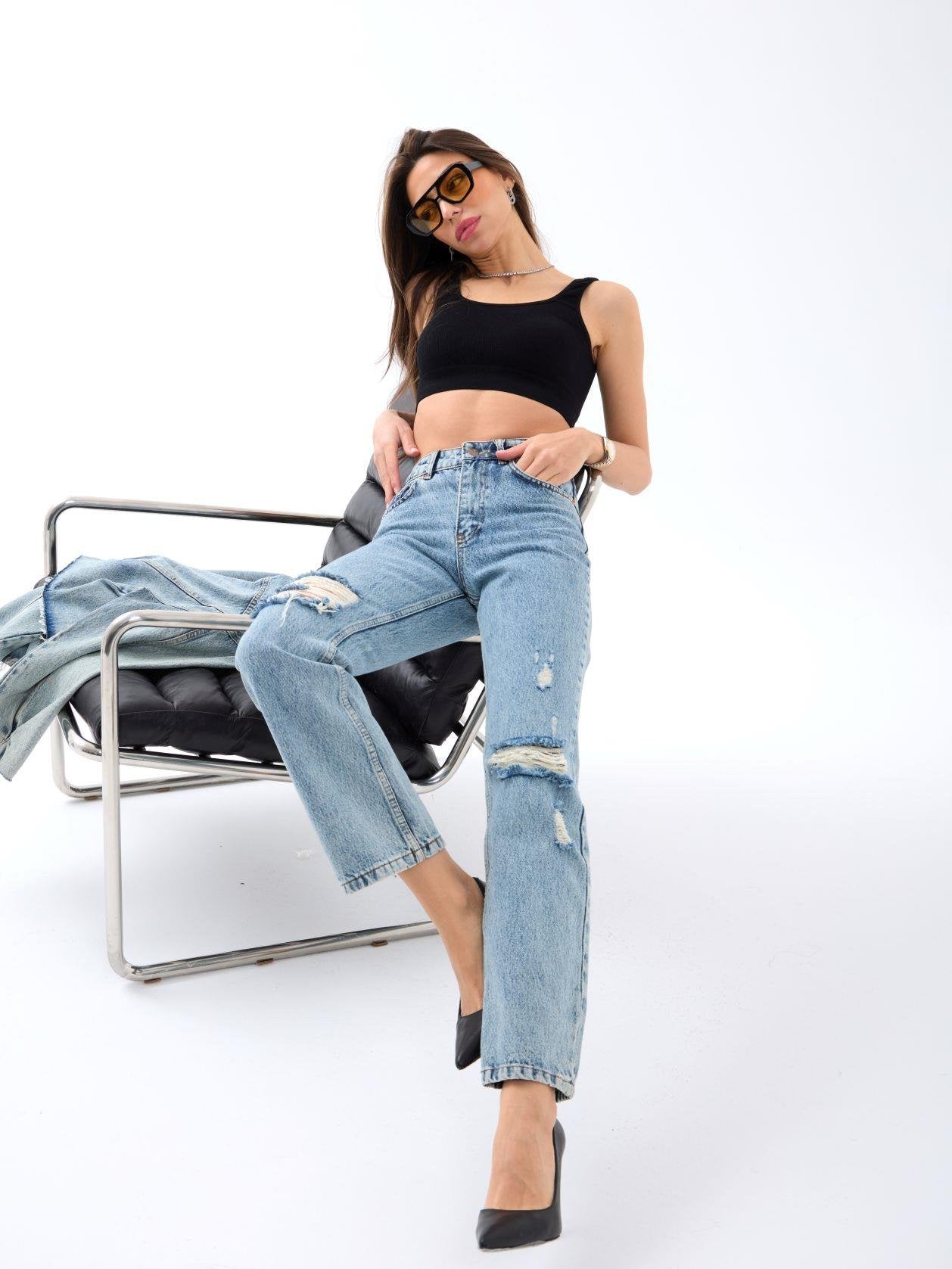 6418 DENİM MID RISE FIT-MAVİ