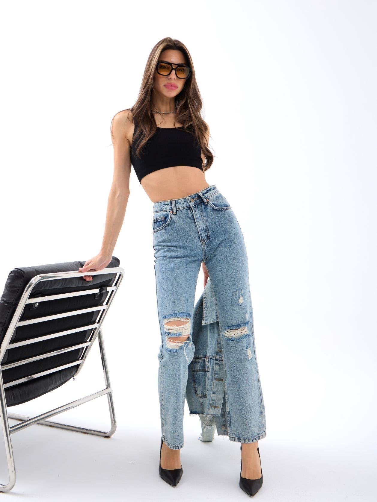 6418 DENİM MID RISE FIT-MAVİ MAVİ 26