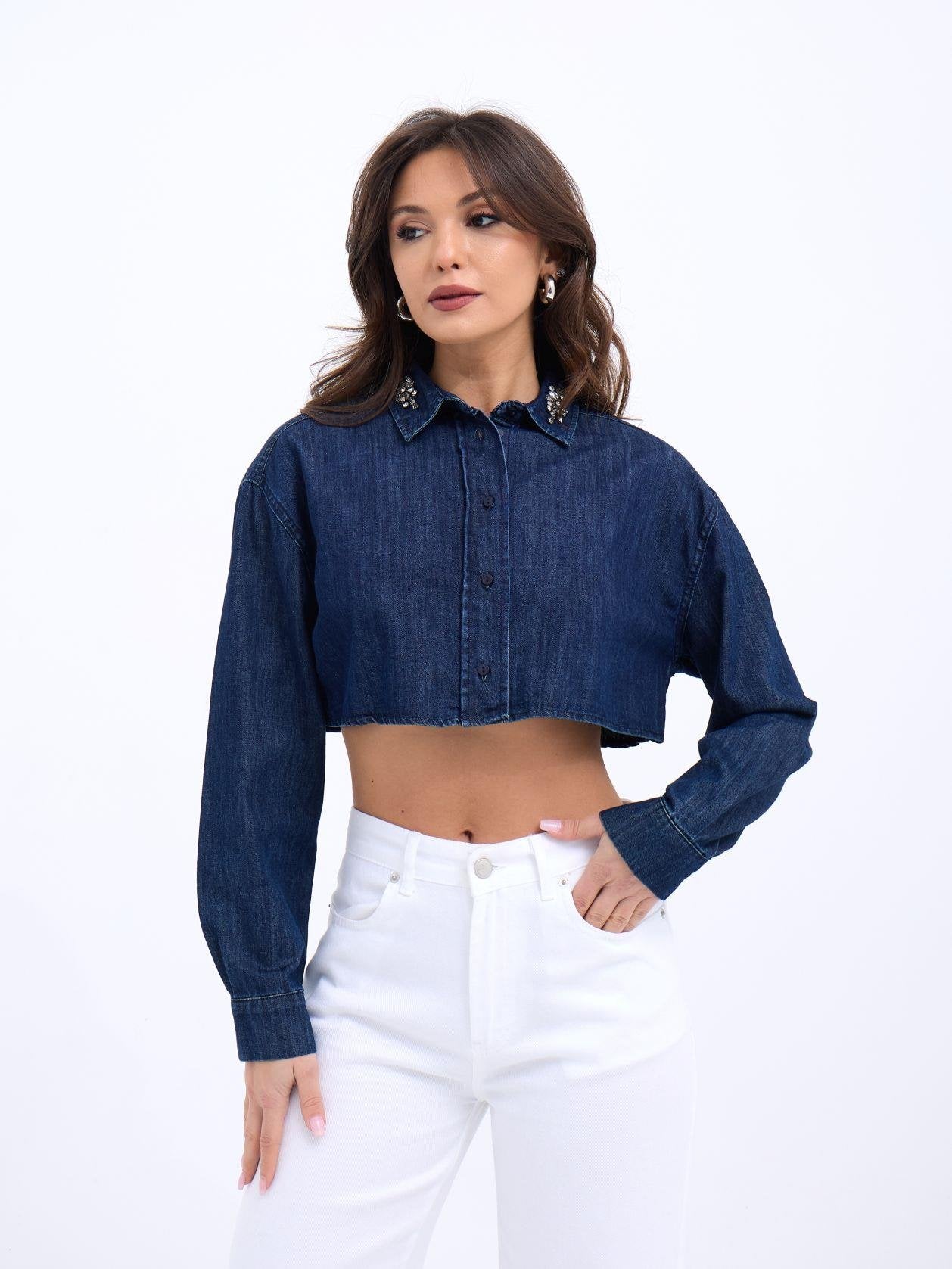 6603 KOT BLUZ-MAVİ MAVİ L