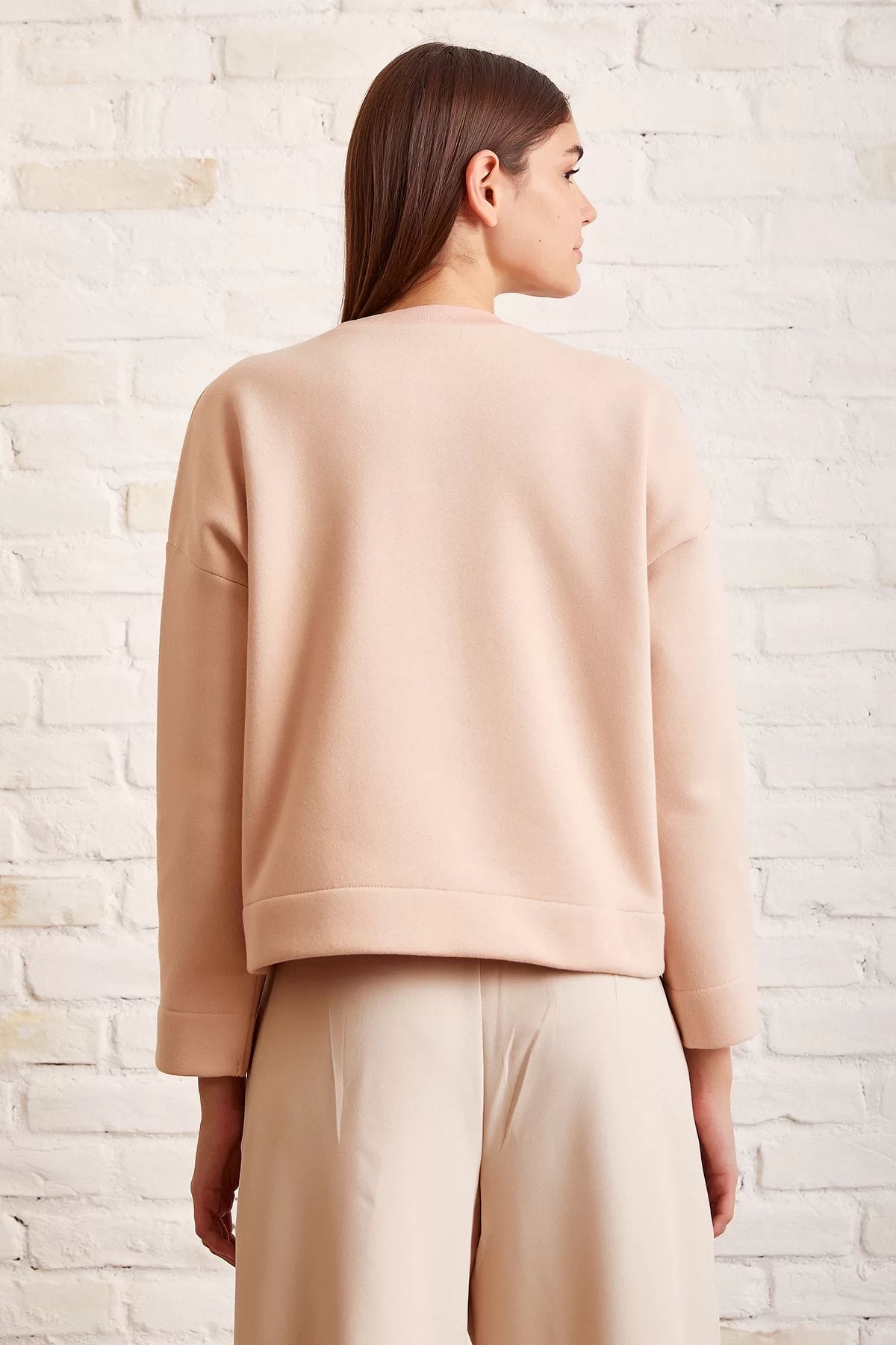 Bisiklet Yaka Oversize Sweatshirt - Somon