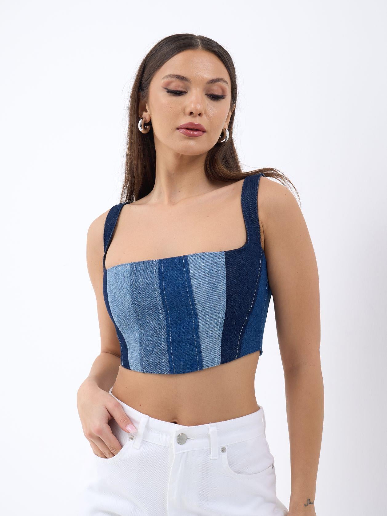 6890 KOT CROP-MAVİ