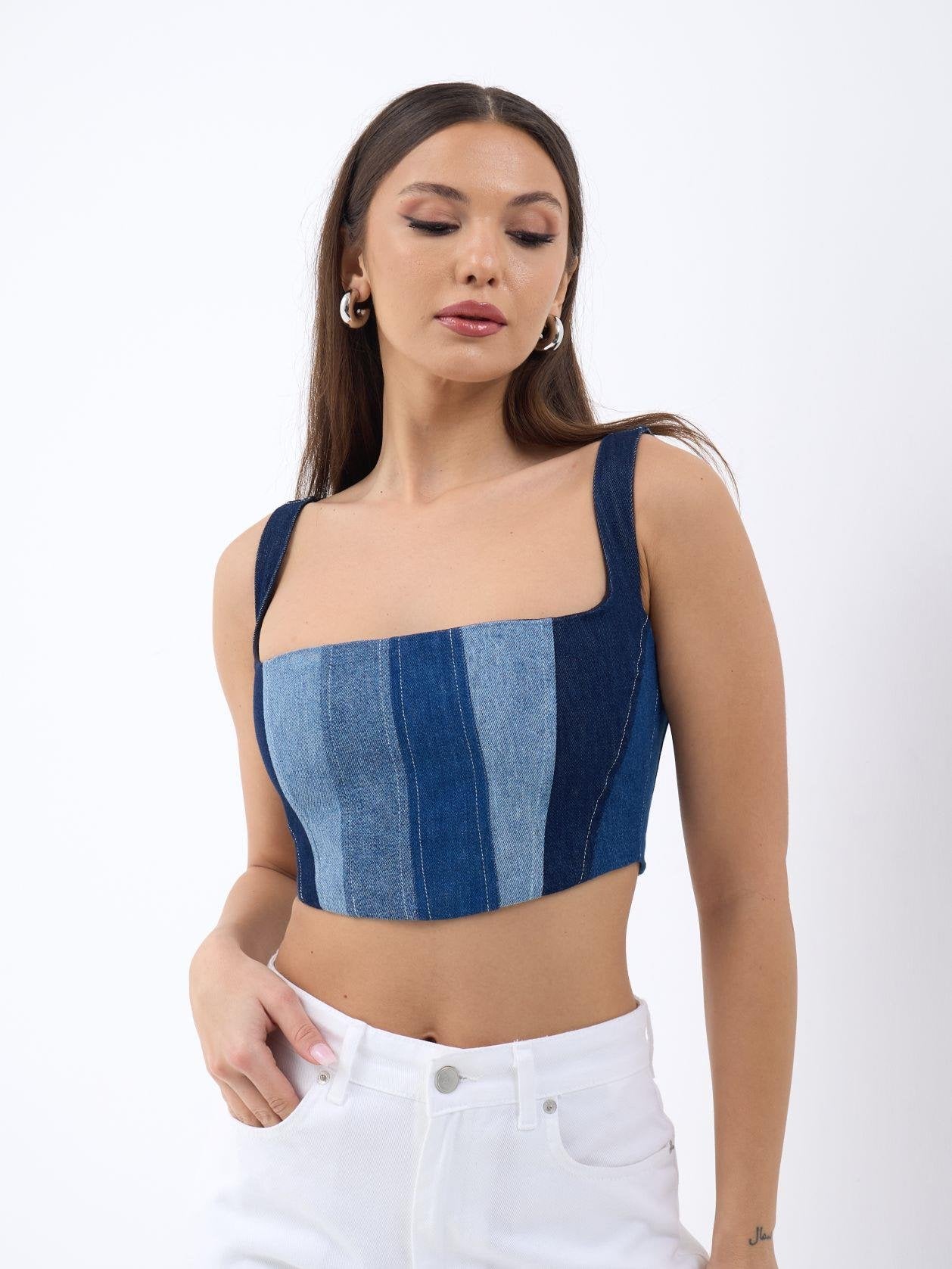 6890 KOT CROP-MAVİ