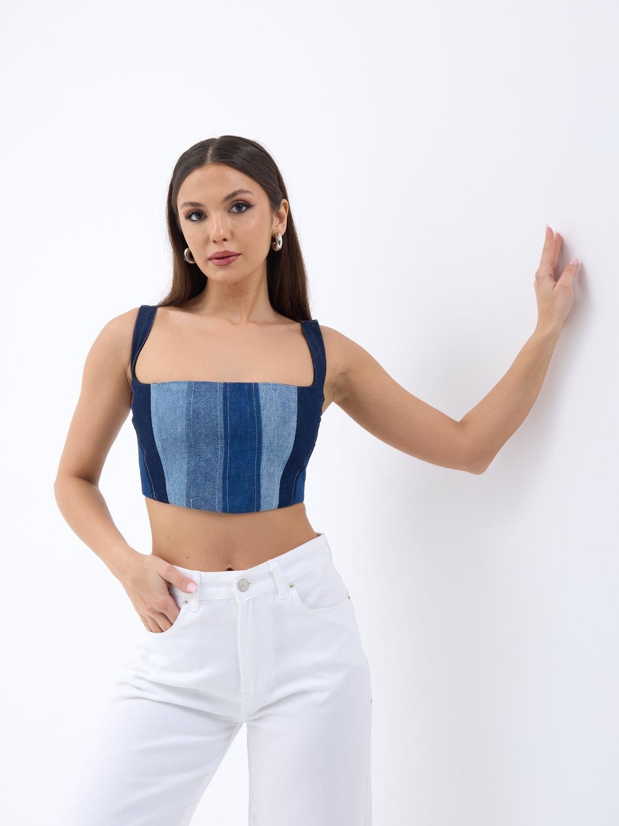 6890 KOT CROP-MAVİ