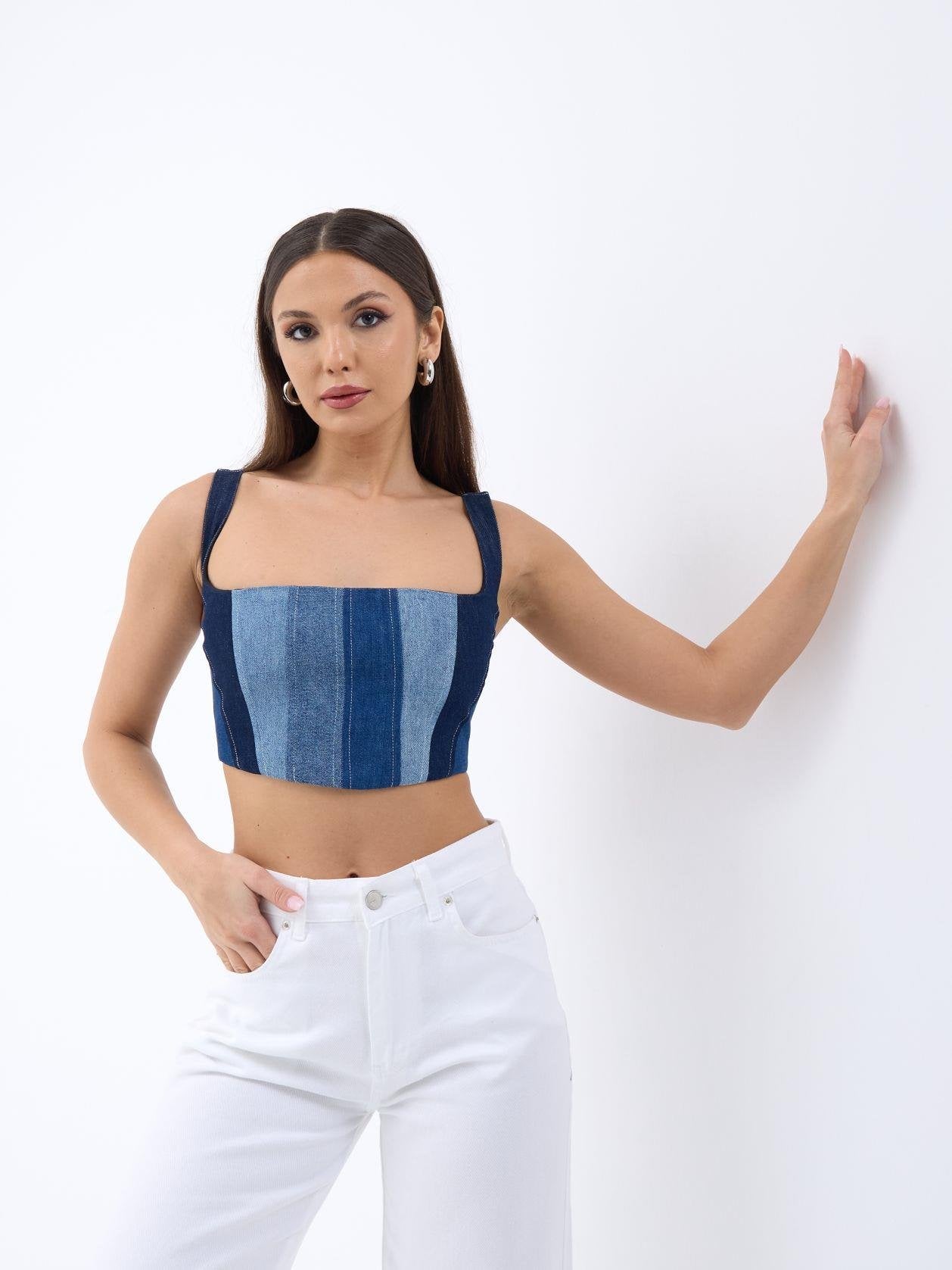 6890 KOT CROP-MAVİ