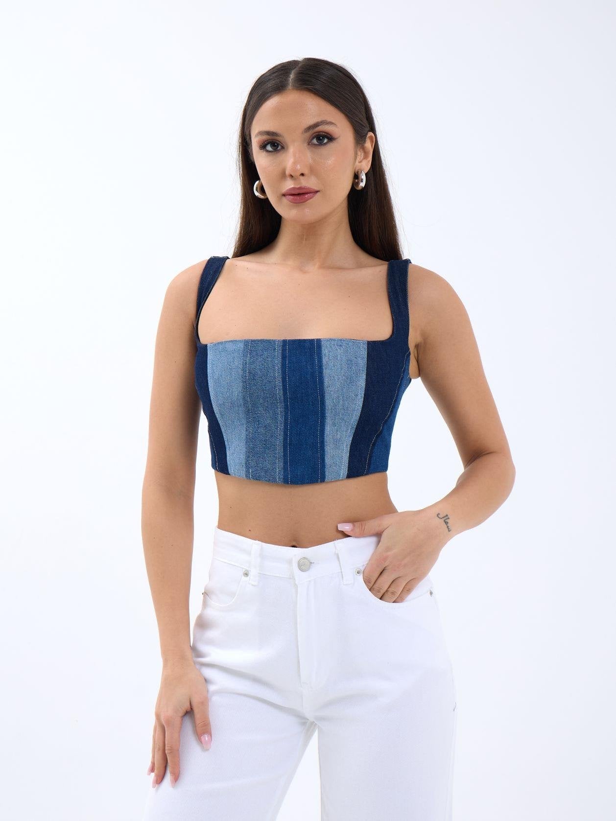 6890 KOT CROP-MAVİ MAVİ L