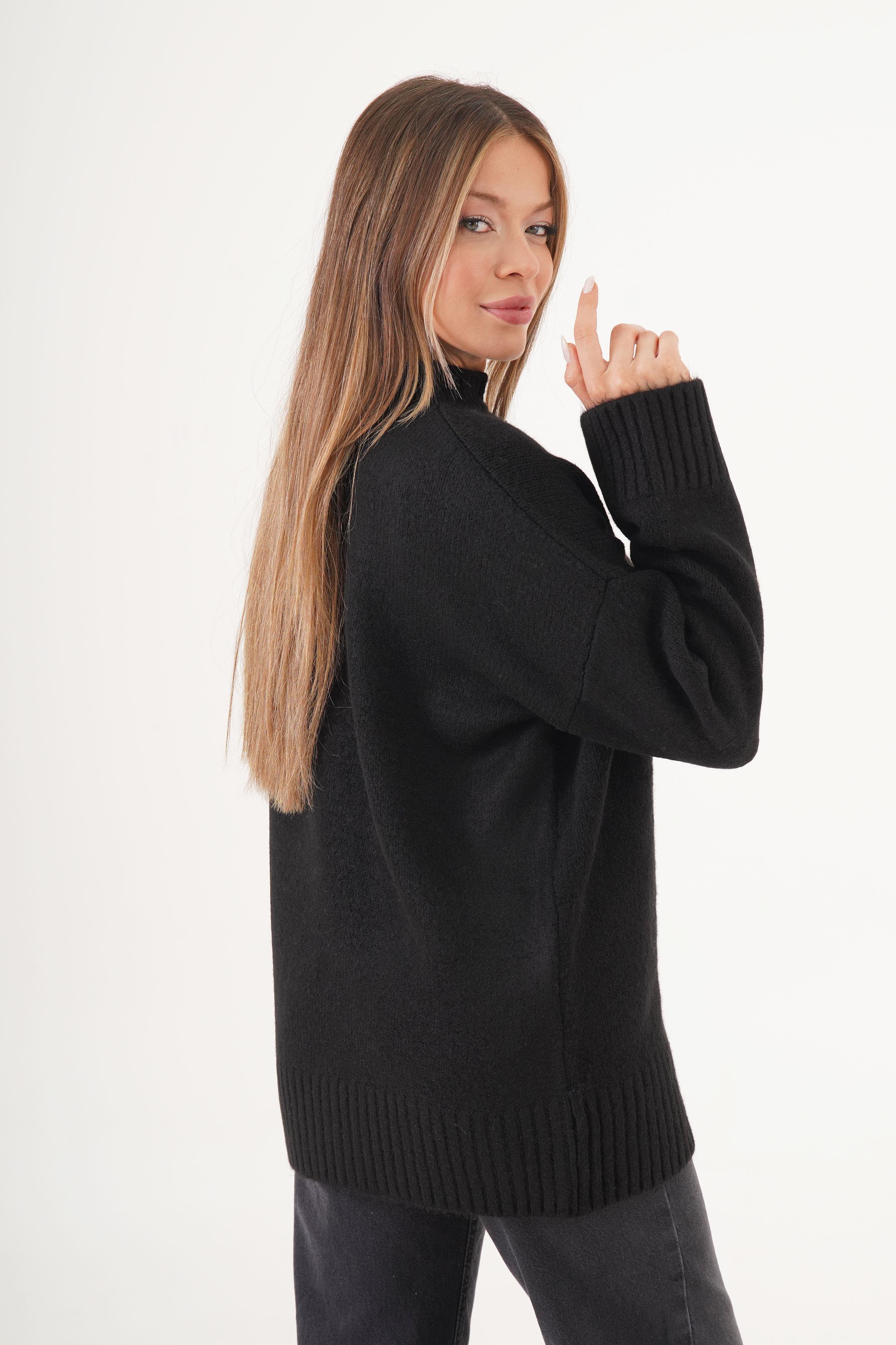 Ribana Detaylı Basic Toptan Siyah Kazak