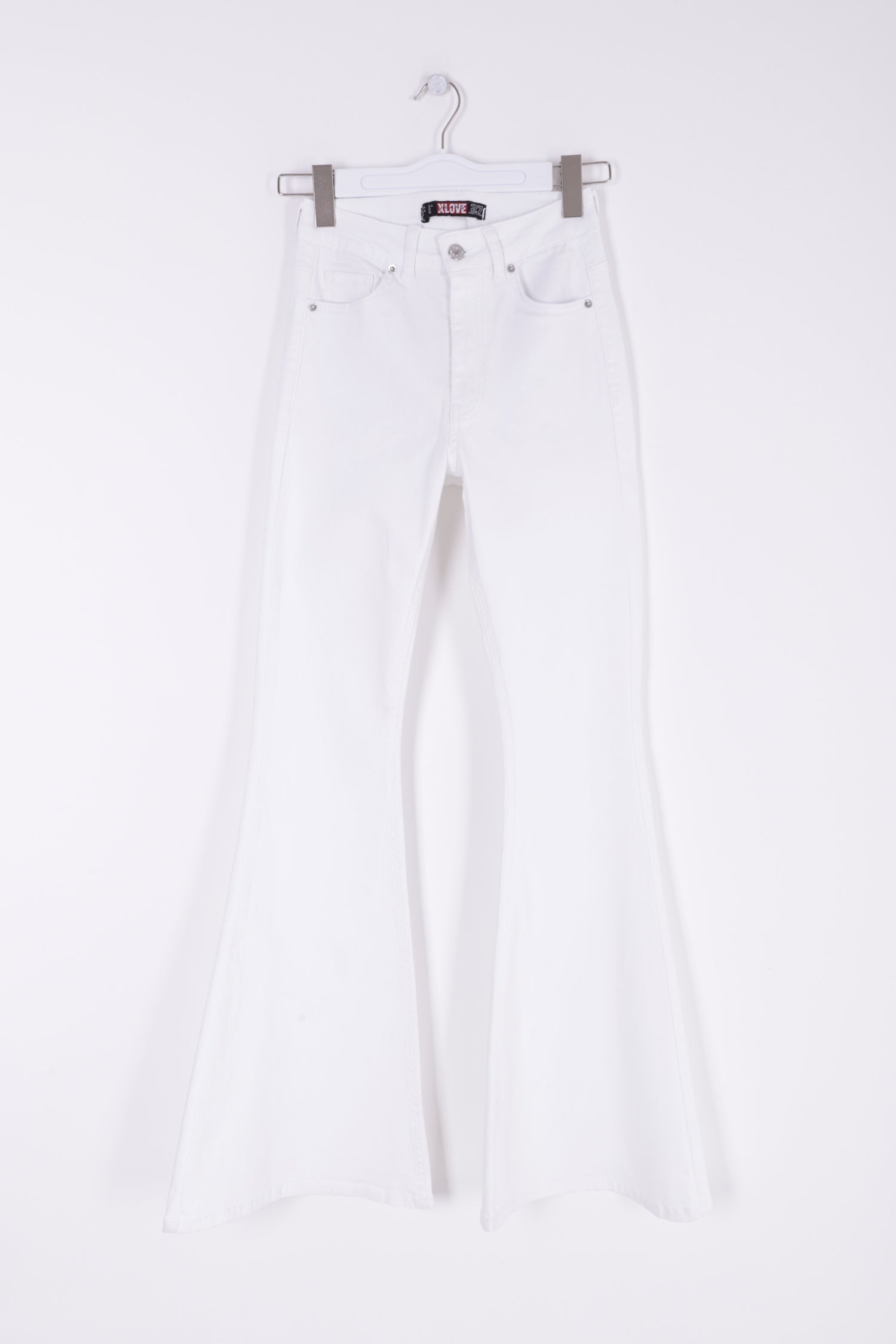 Geniş İspanyol Kot Pantolon 7067 - Beyaz - (27-32) - 6