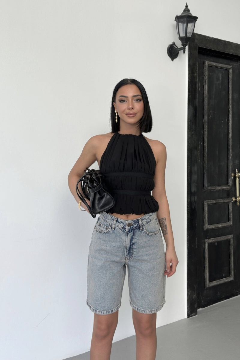 Orta Boy Kot Şort 2001 - Orta Mavi Kar Yıkama Tintli - (36-42-6-2) - 6