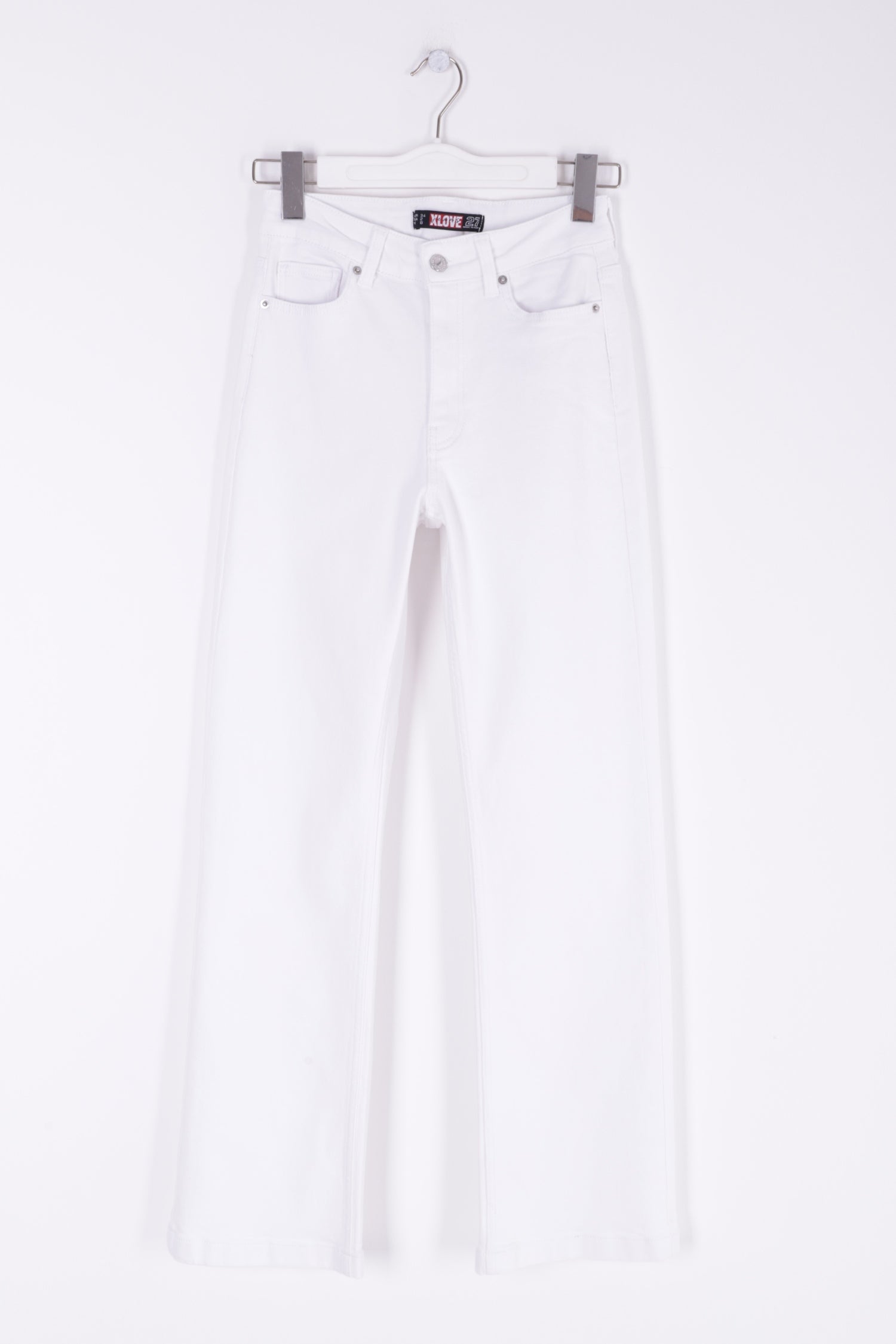 Dikişli Paça Bol Paça Relax Kot Pantolon 7026 - Beyaz - (28-33) - 6
