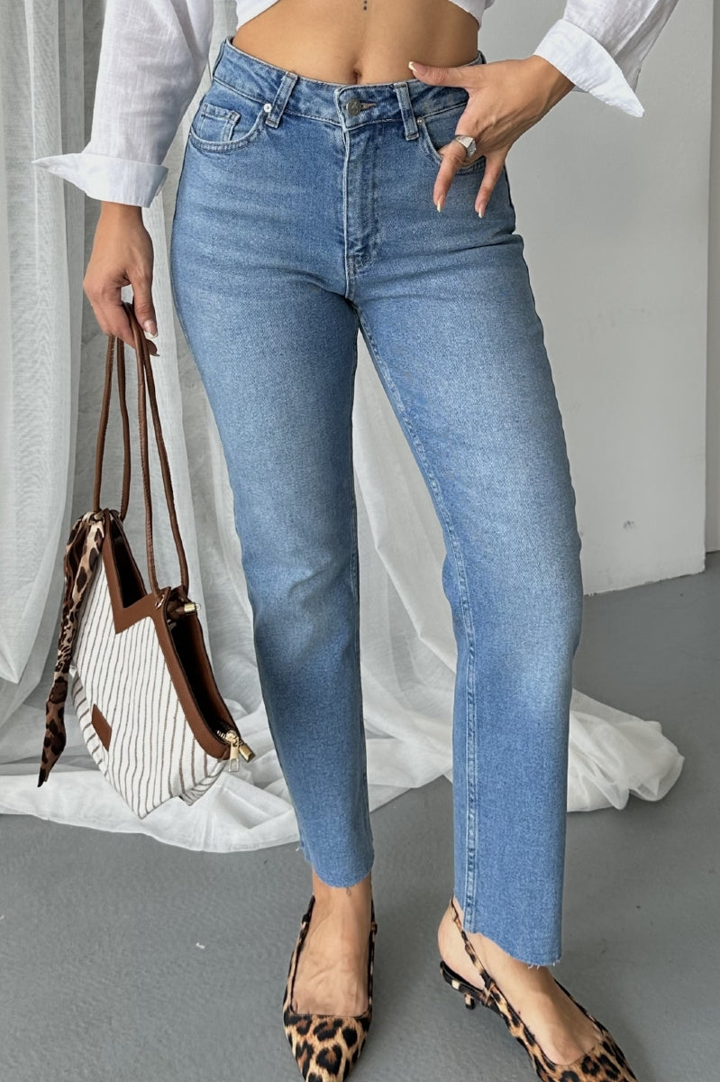 Mom Fit Kot Pantolon 7064 - Açık Mavi Kot - (28-33) - 6