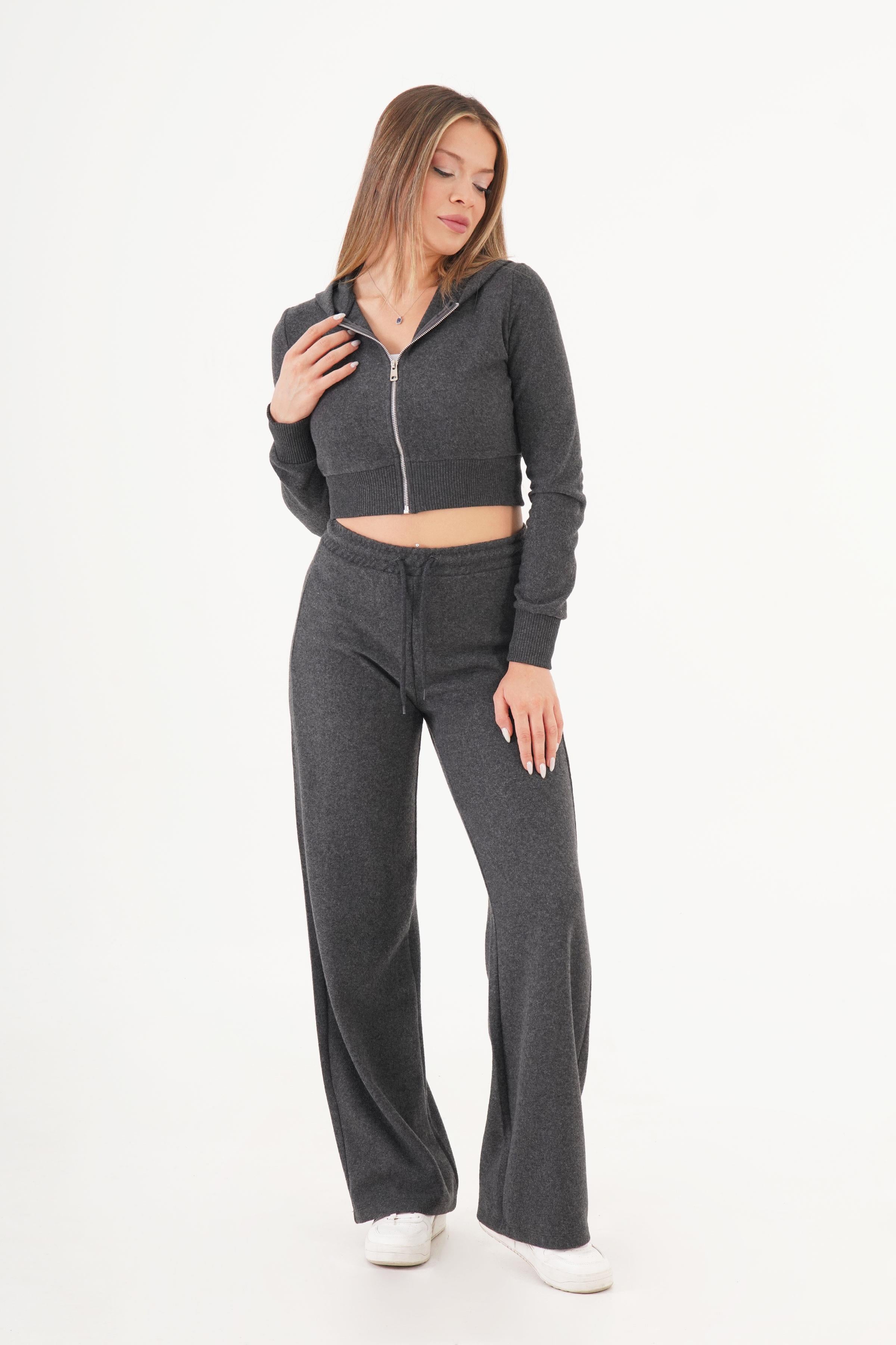 Selanik Fermuarlı Sweat Toptan Antrasit Takım