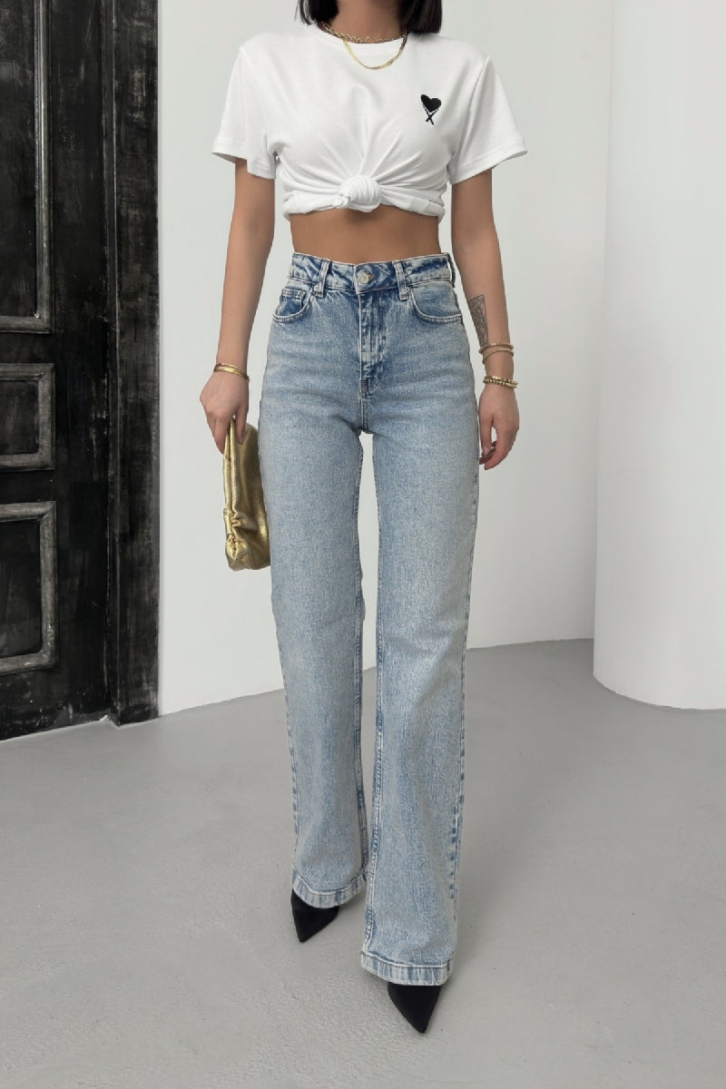 Relax Palazzo Kot Pantolon - Açık Mavi ve Tintli - (28-33) - 5