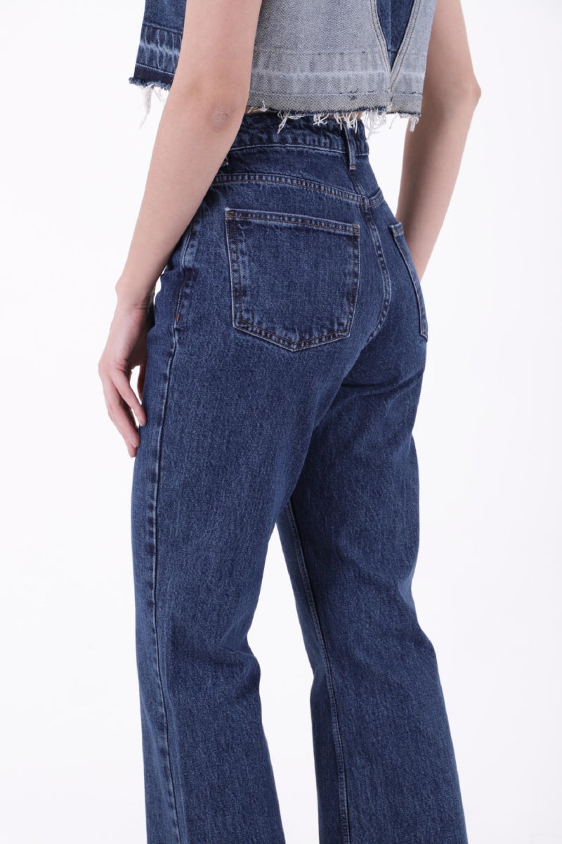 Relax Palazzo Kot Pantolon - Düz Koyu Rins - (26-31) - 3