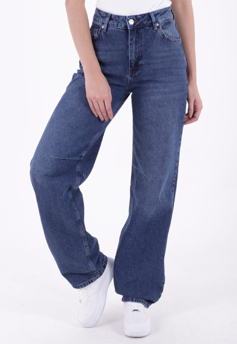 Dizi Pensli Baggy Kot Pantolon - Koyu Mavi Kot - (26-29) - 2